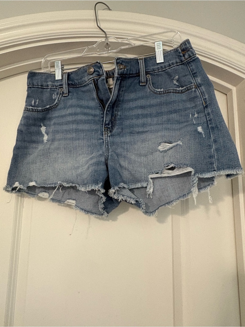 aerie Light Wash Distressed  Jean Shorts